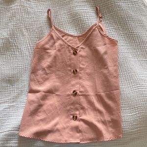 Light pink button front tank top